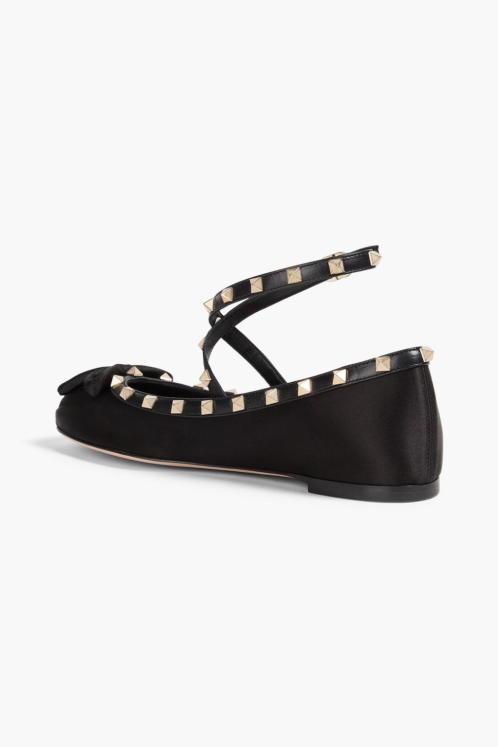 VALENTINO GARAVANI Rockstud サテン バレリーナシューズ レザートリム