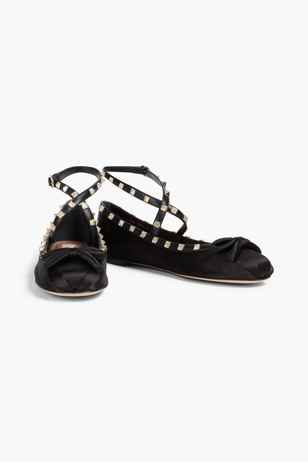 VALENTINO GARAVANI Rockstud サテン バレリーナシューズ レザートリム