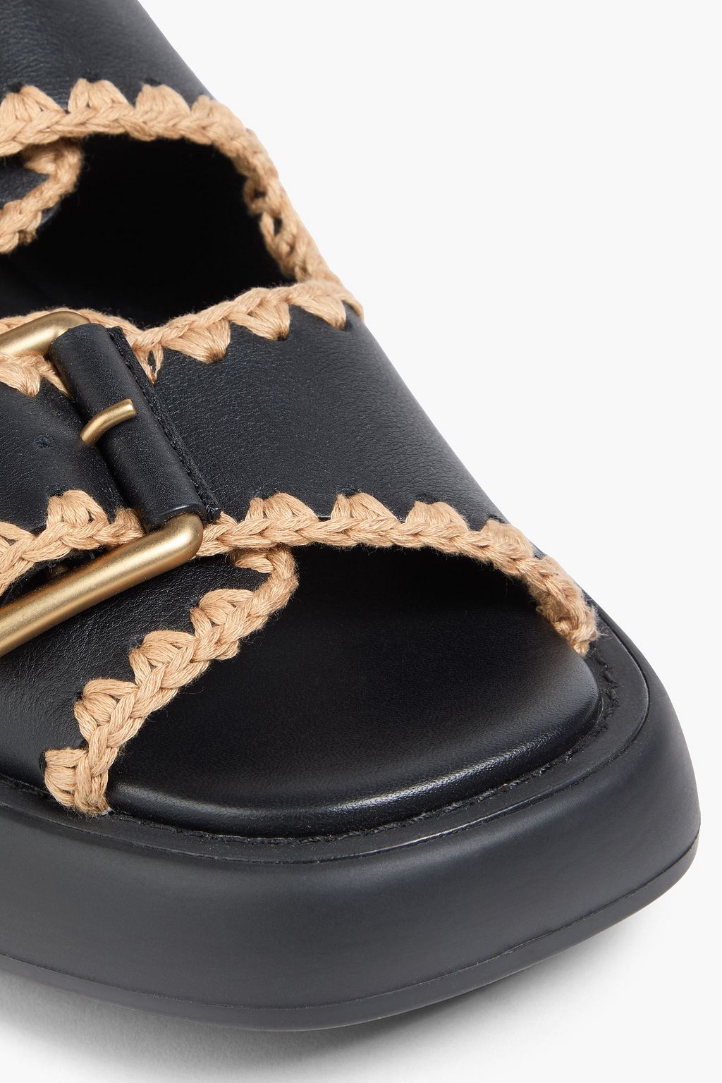 TOD'S レザー スリングバックサンダル かぎ針編みトリム