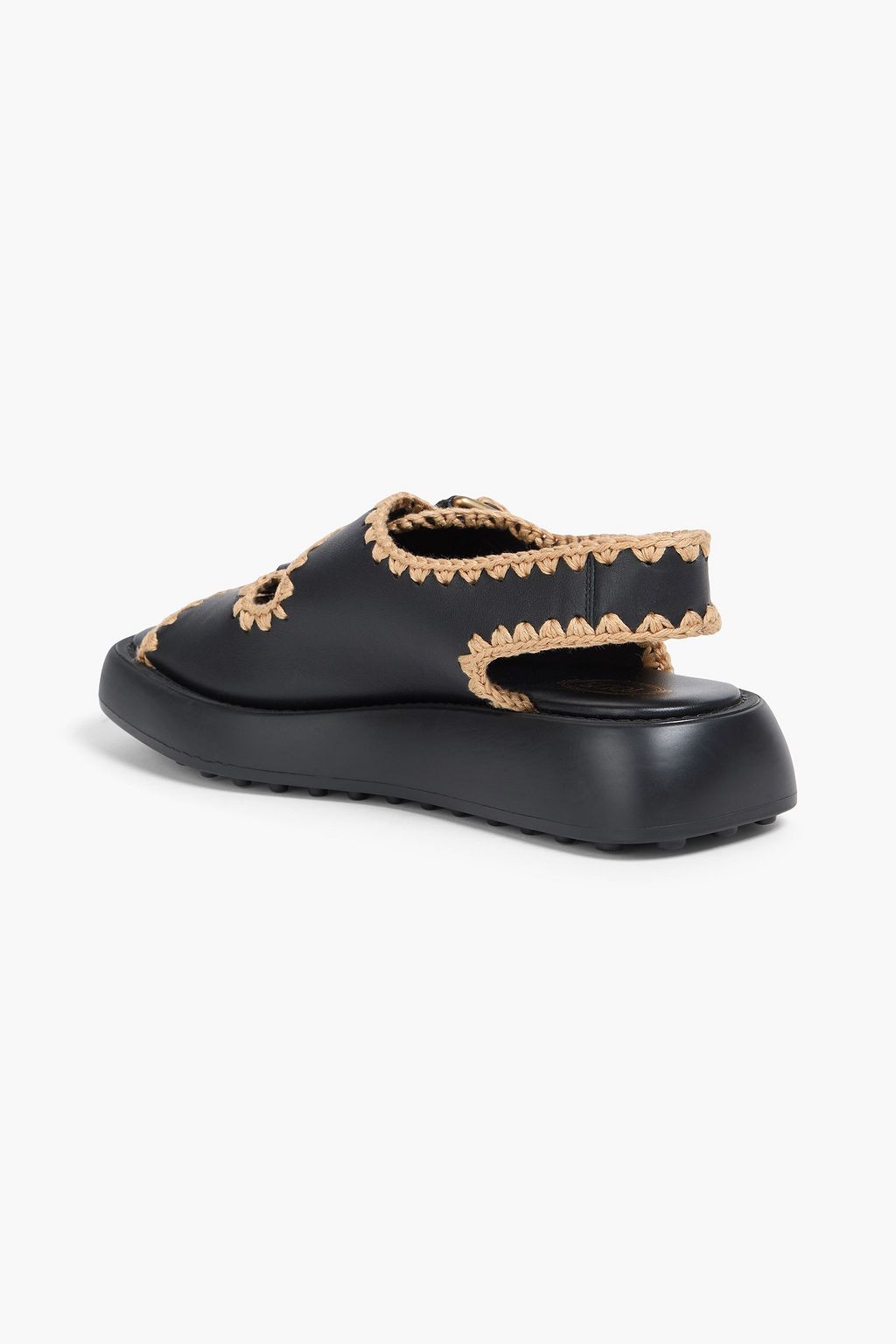 TOD'S レザー スリングバックサンダル かぎ針編みトリム