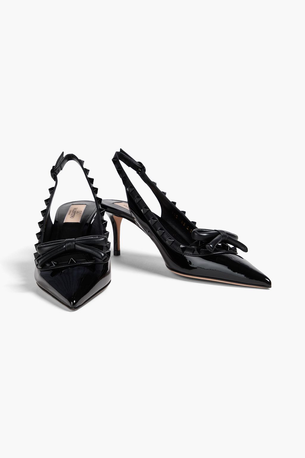 VALENTINO GARAVANI Rockstud patent-leather slingback pumps