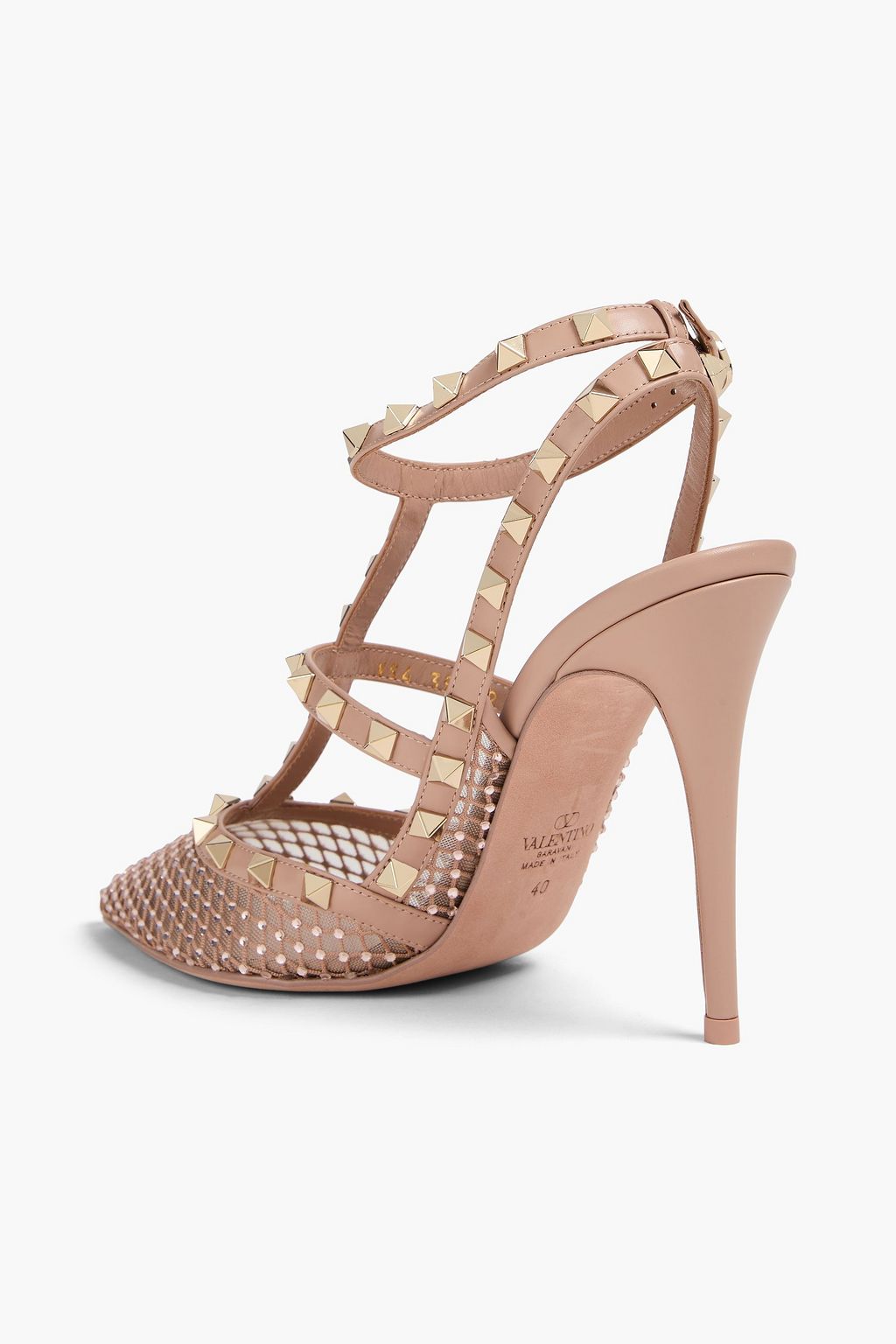 VALENTINO GARAVANI 락스터드 크리스털 장식 메쉬 펌프스