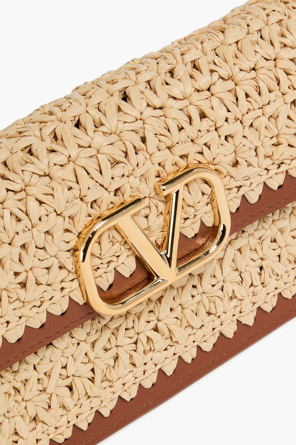 VALENTINO GARAVANI VLOGO leather-trimmed faux raffia wallet