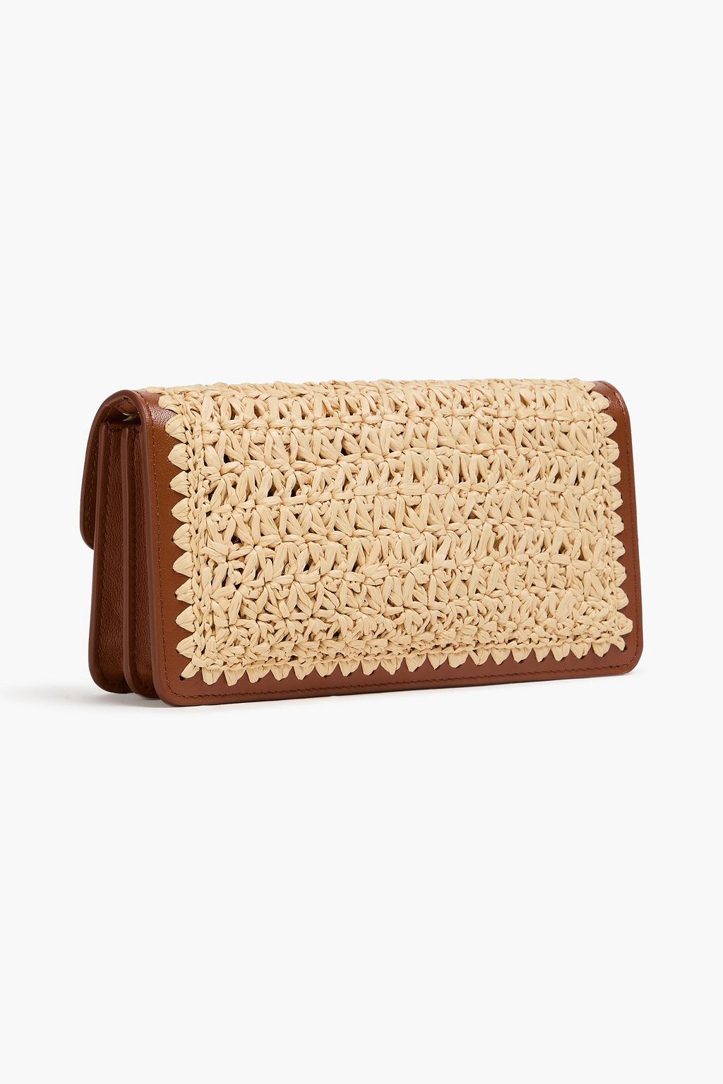 VALENTINO GARAVANI VLOGO leather-trimmed faux raffia wallet