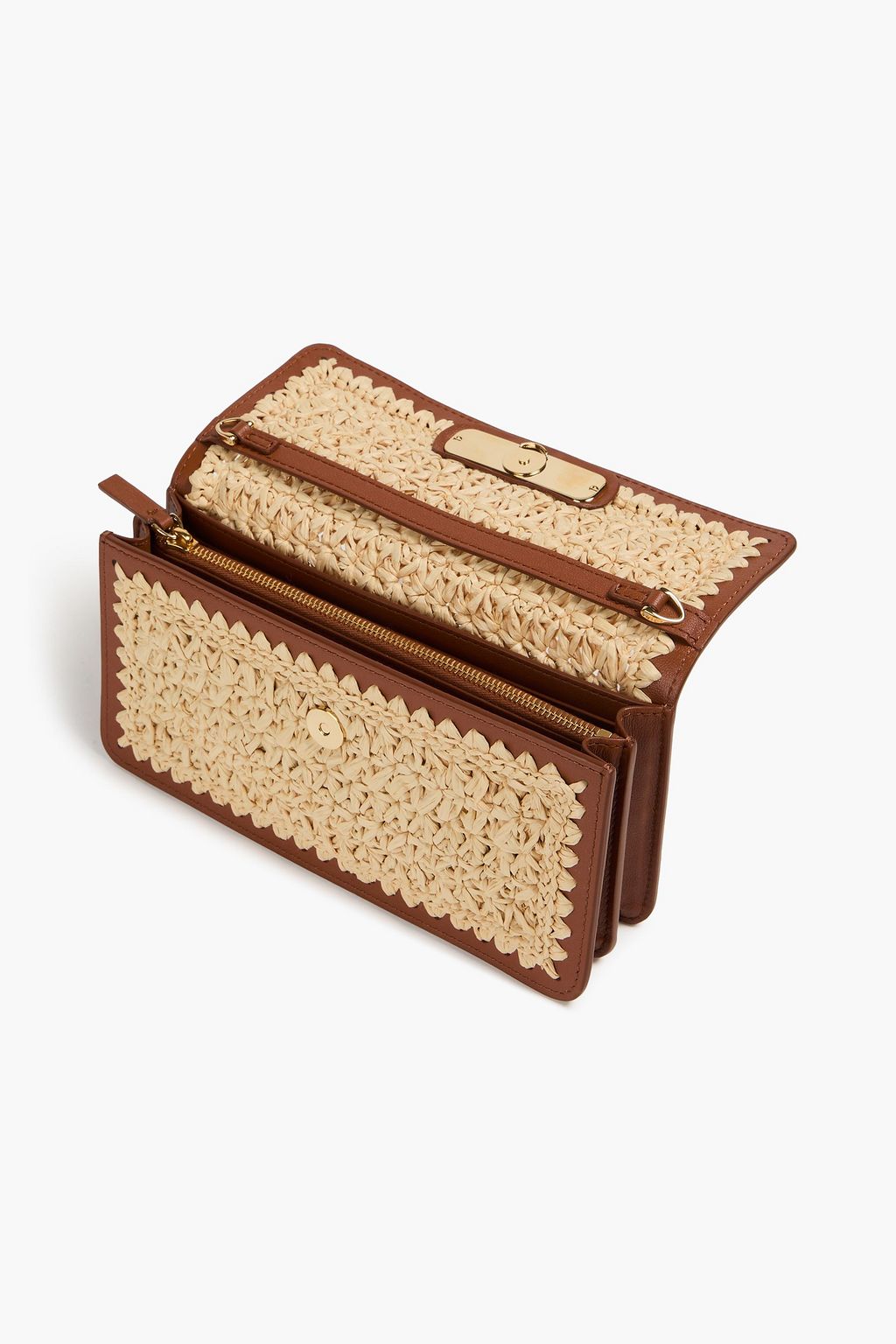 VALENTINO GARAVANI VLOGO leather-trimmed faux raffia wallet