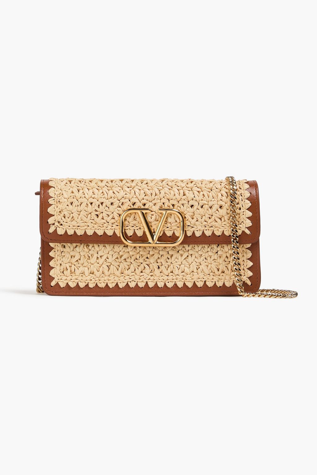 VALENTINO GARAVANI VLOGO leather-trimmed faux raffia wallet