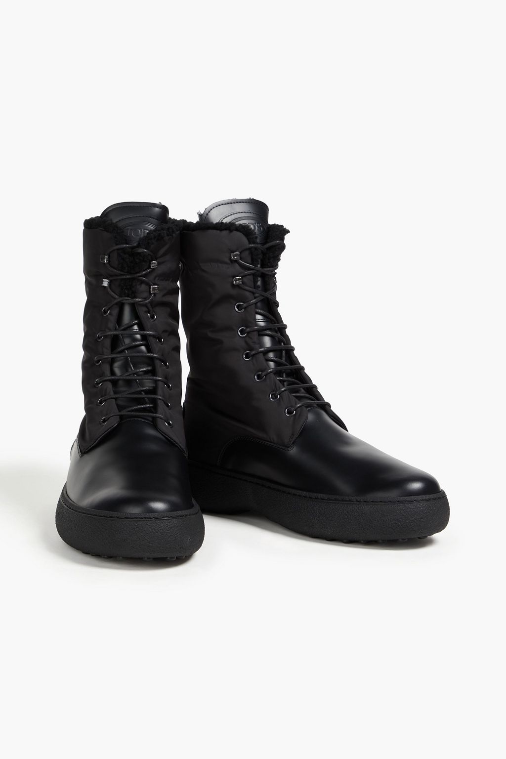 TOD'S Shell and leather snow boots