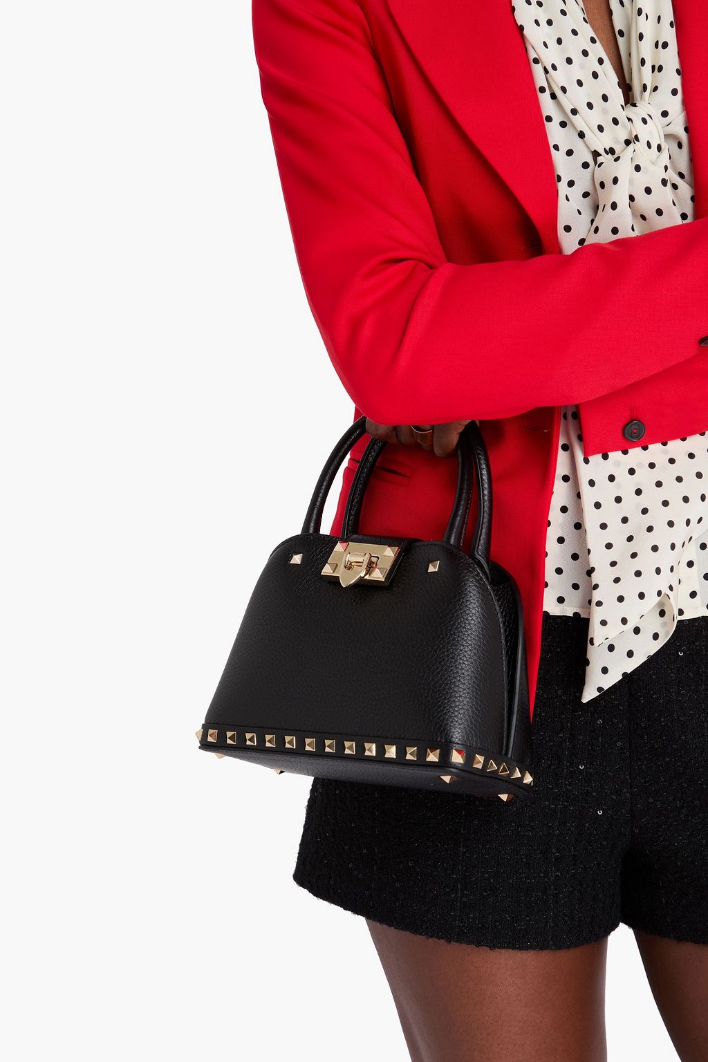 VALENTINO GARAVANI Rockstud pebbled-leather tote