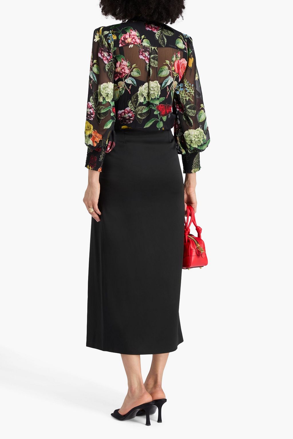 ALICE + OLIVIA بلوزة من مخمل الديفوريه مطبع بأشكال الزهور