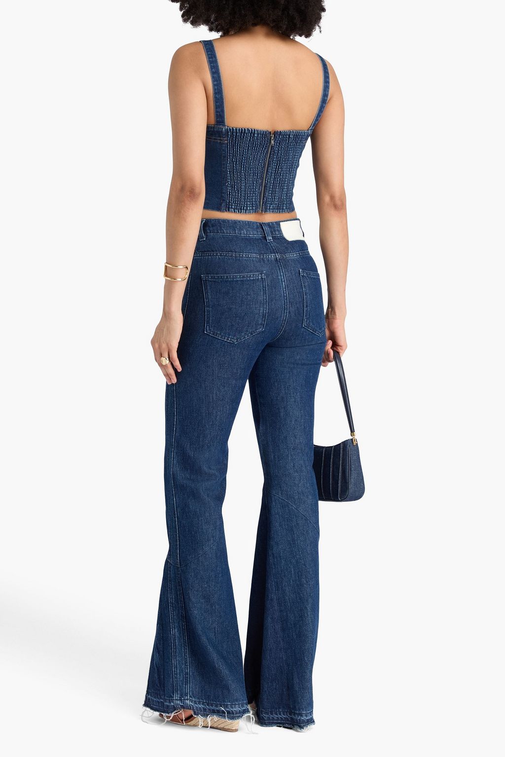 ALICE + OLIVIA JEANS Love Train cropped denim bustier top