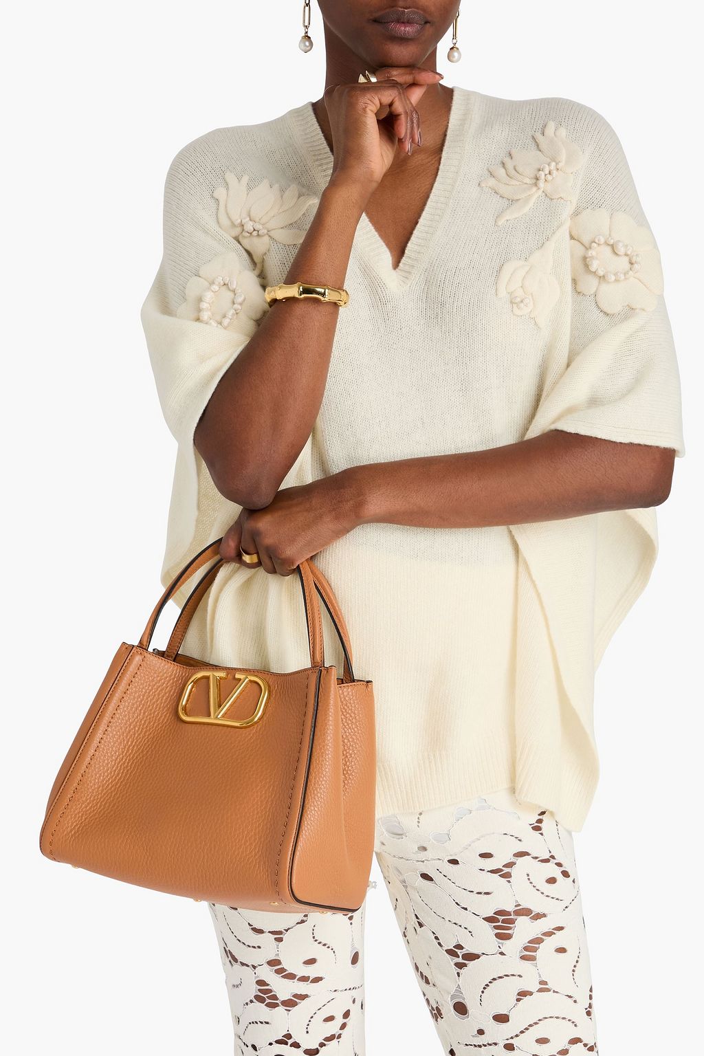 VALENTINO GARAVANI VLOGO pebbled-leather tote