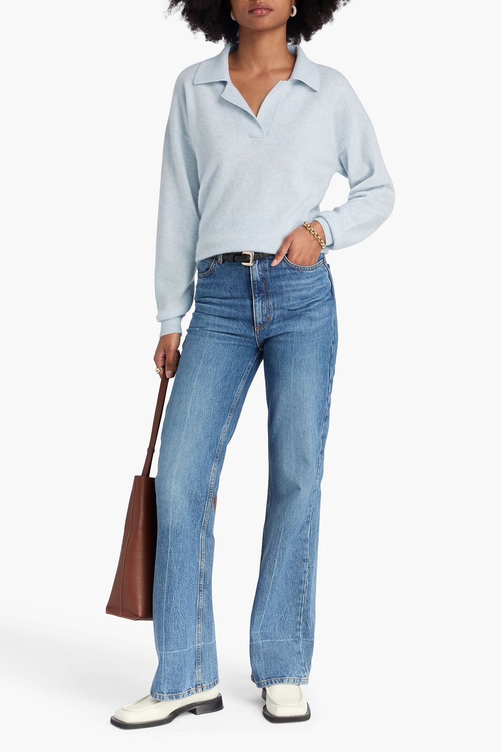NAADAM Mélange cashmere polo sweater