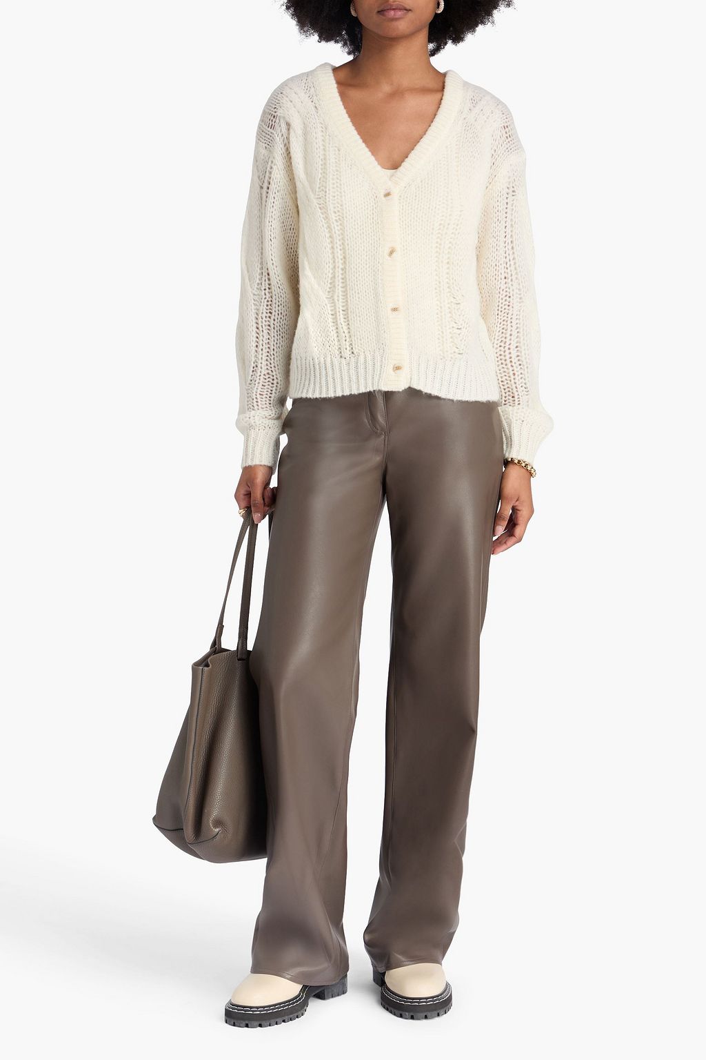 NAADAM Cable-knit merino wool and cashmere-blend cardigan