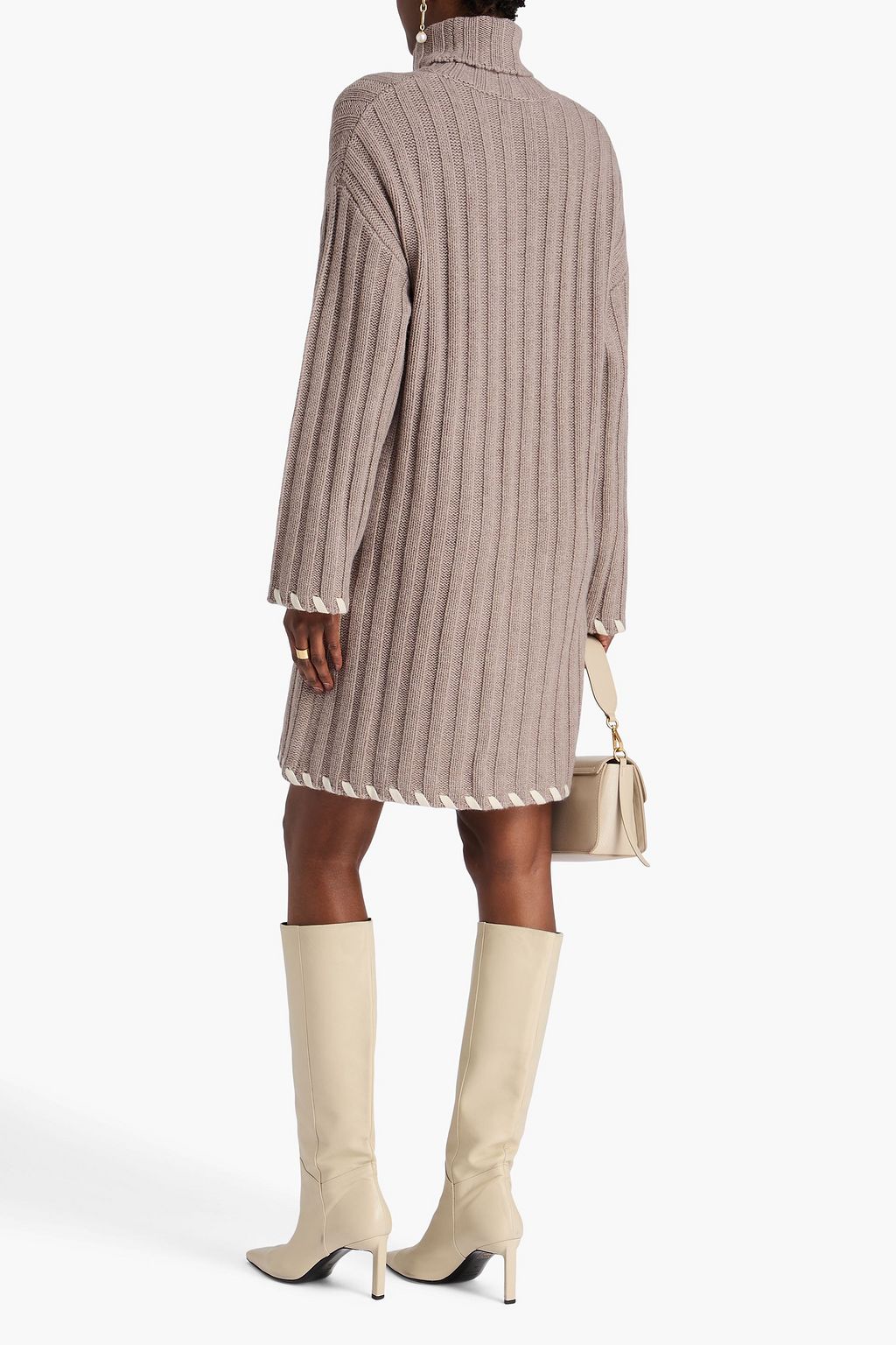 NAADAM Ribbed wool and cashmere-blend turtleneck mini dress