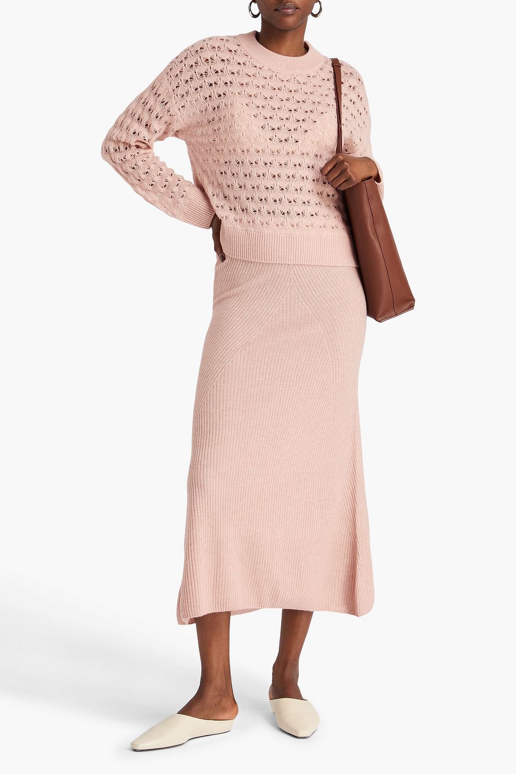 NAADAM Ribbed wool and cashmere-blend midi skirt