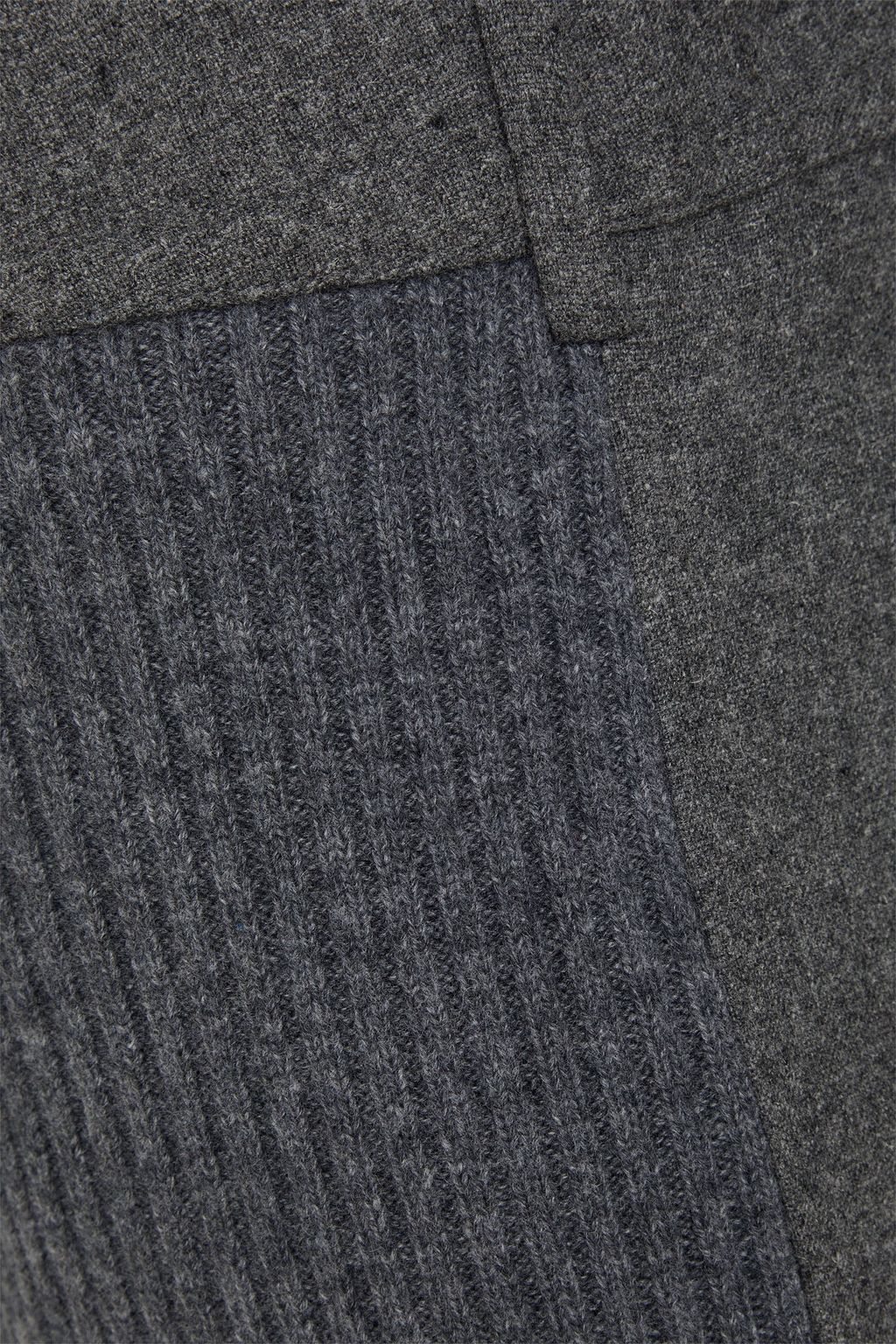 NAADAM Cropped ribbed knit-paneled wool-blend felt straight-leg pants