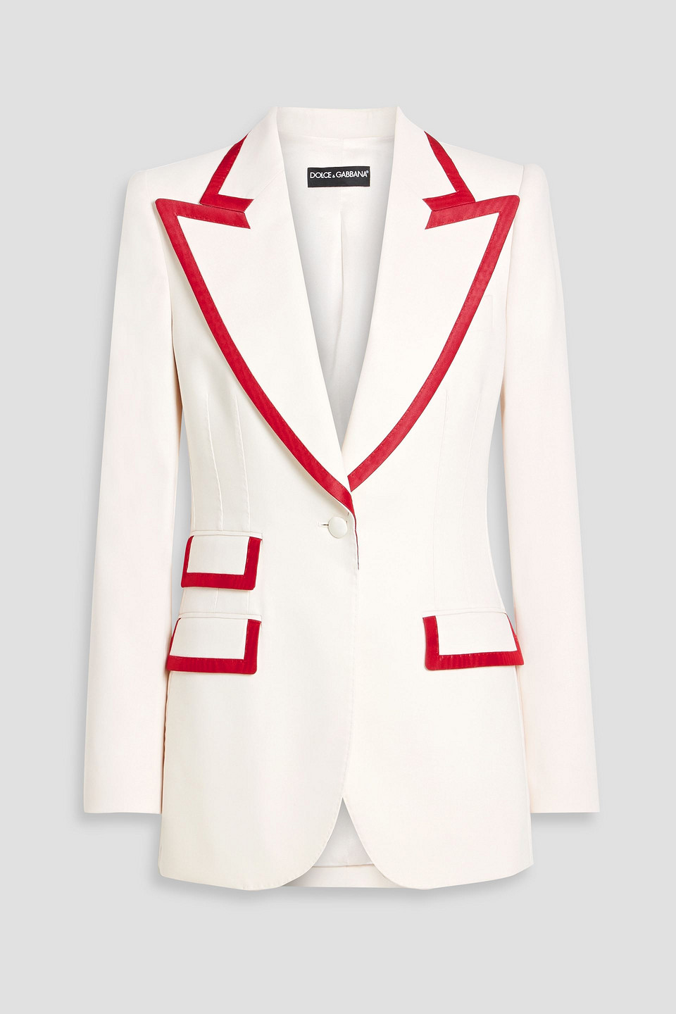 Dolce & Gabbana Faille-trimmed Wool-blend Blazer In White