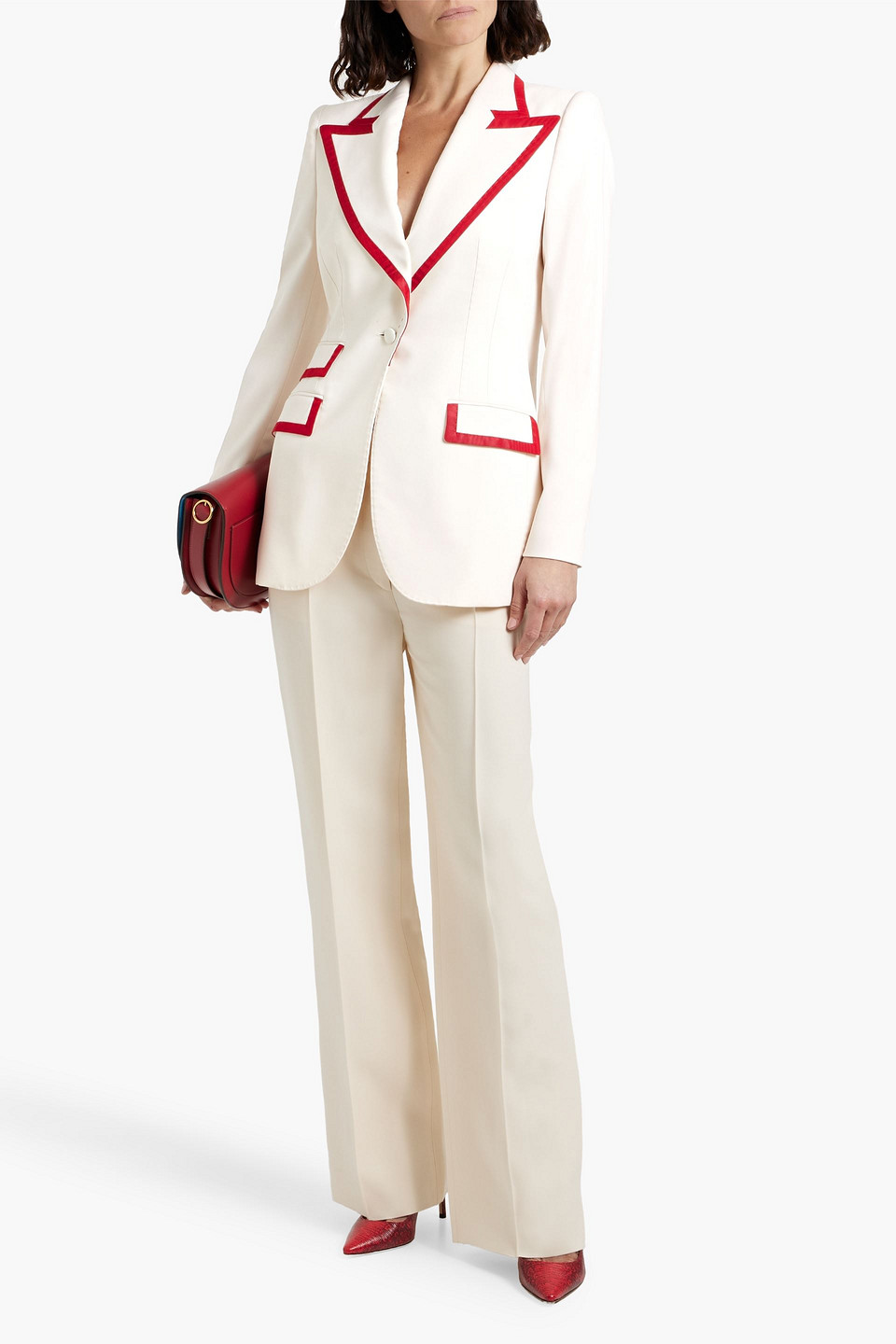 Dolce & Gabbana Faille-trimmed Wool-blend Blazer In White