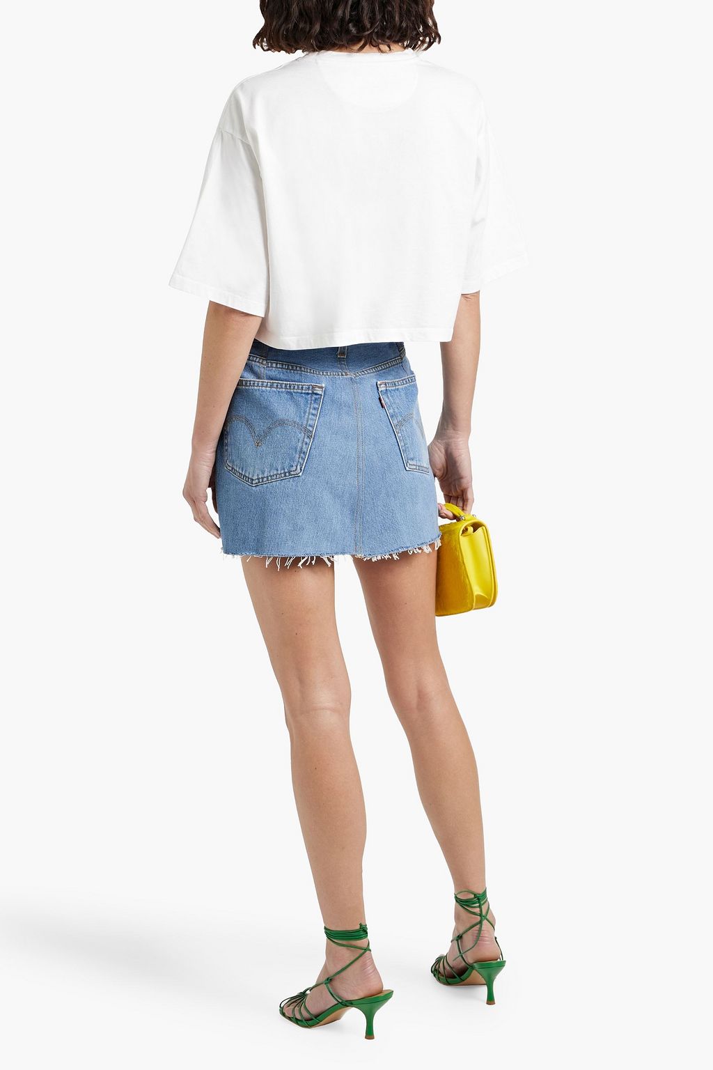 RE/DONE WITH LEVI'S Frayed denim mini skirt