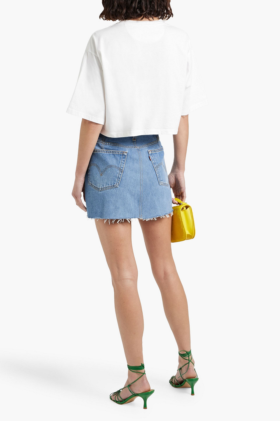 Re/done With Levi's Frayed Denim Mini Skirt
