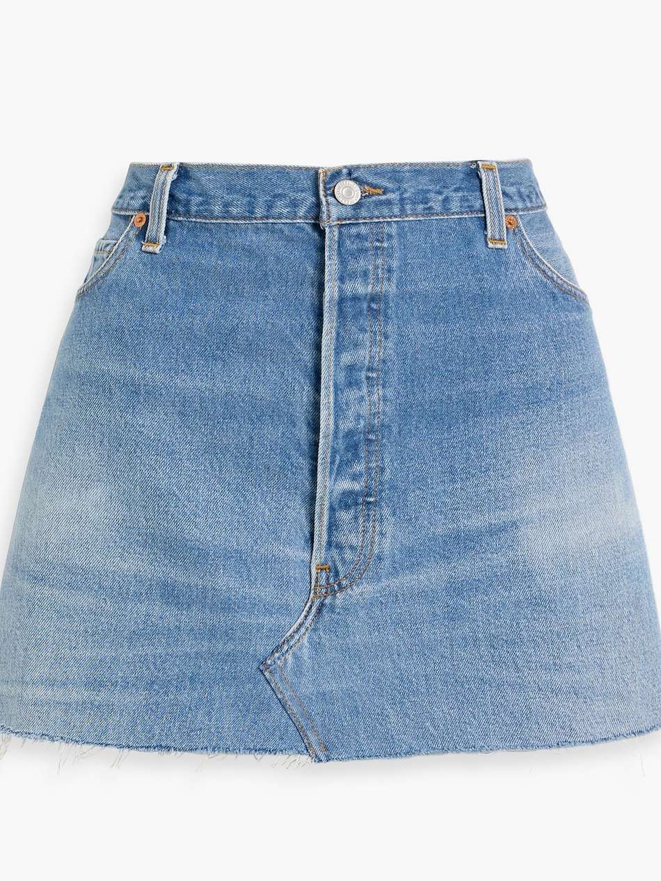 frayed denim mini skirt