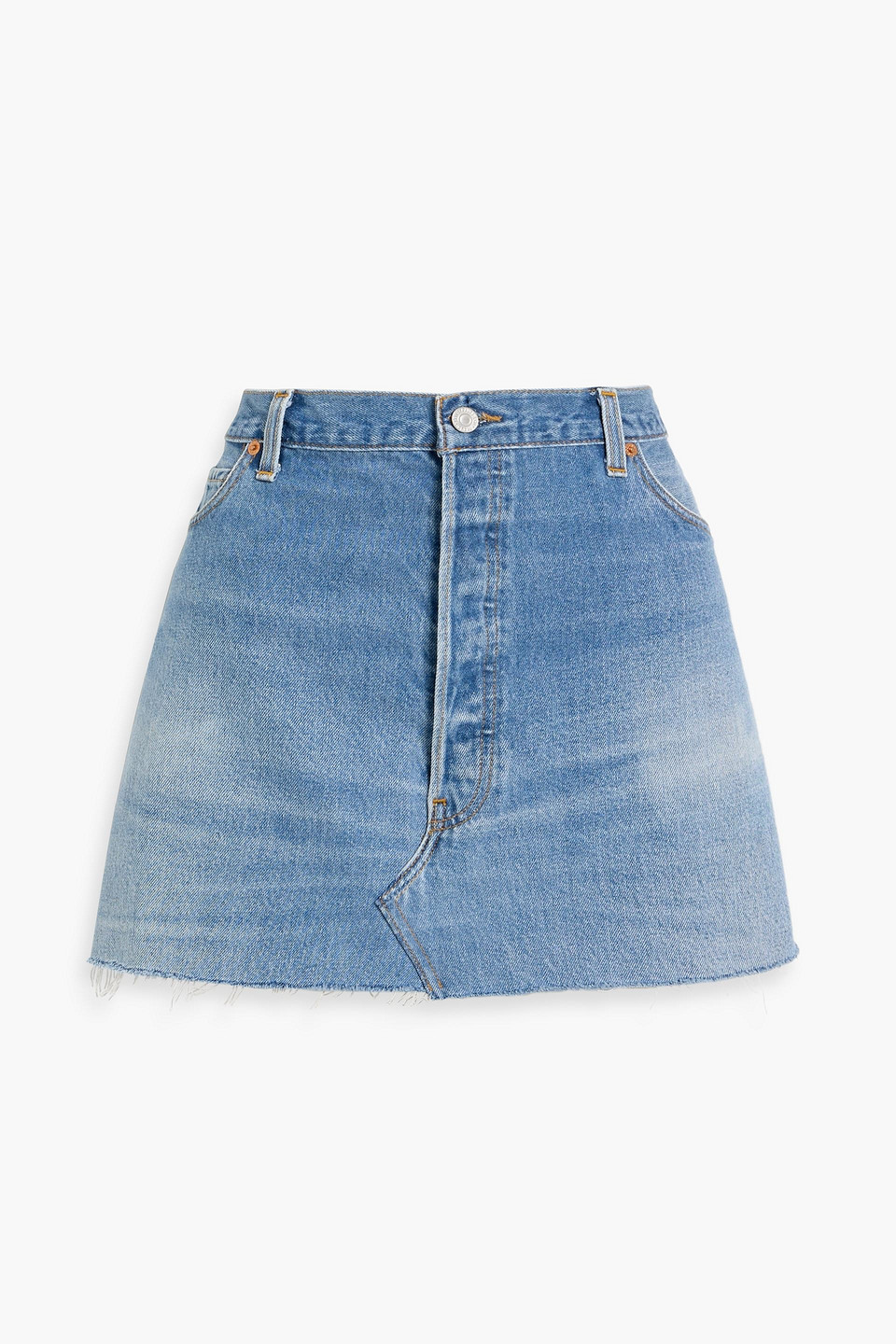 Re/done With Levi's Frayed Denim Mini Skirt