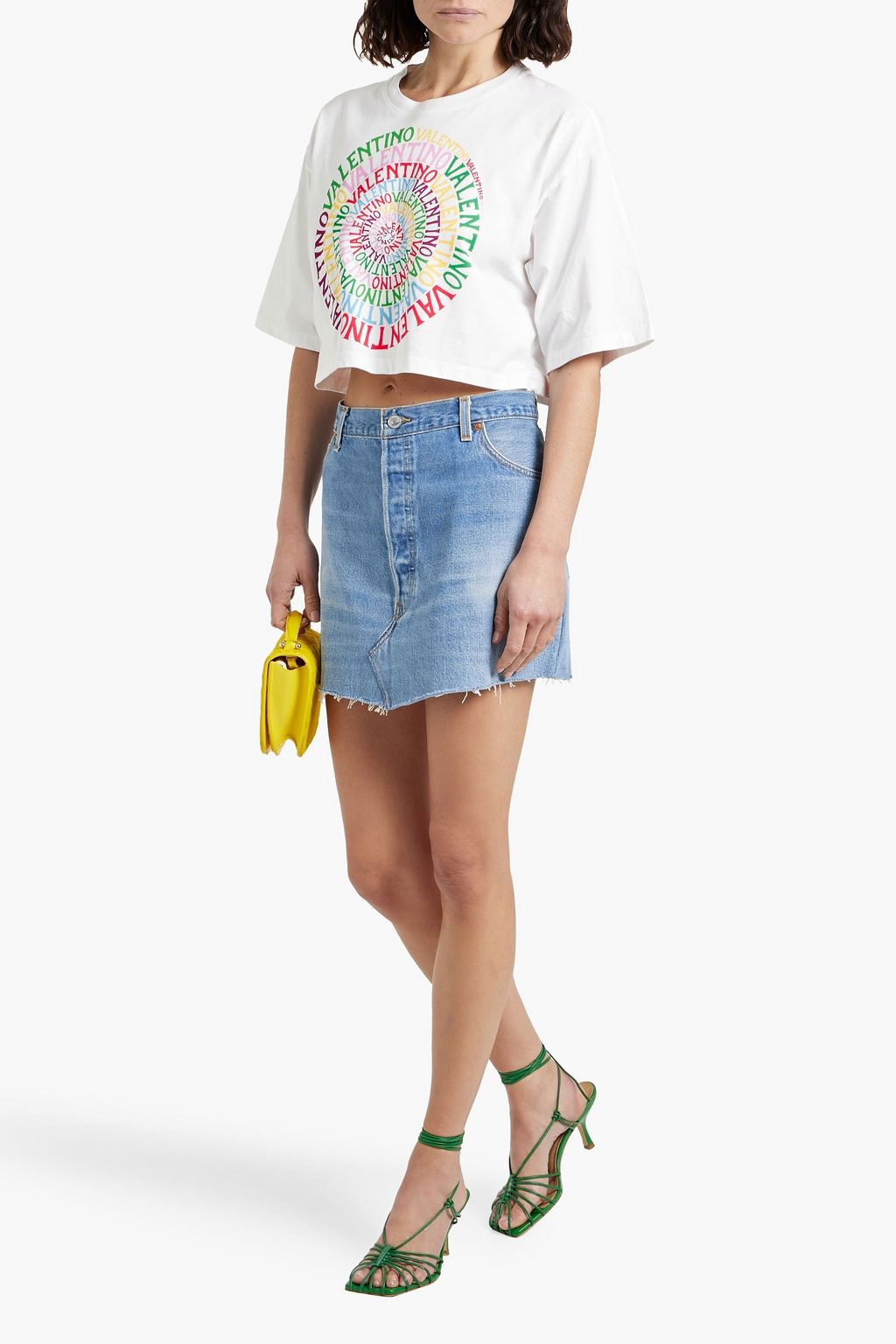 RE/DONE WITH LEVI'S Frayed denim mini skirt
