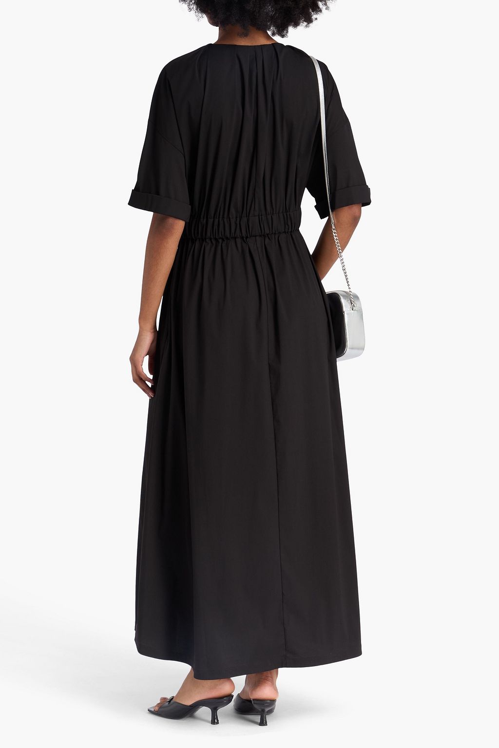 BRUNELLO CUCINELLI Midikleid aus Popeline aus einer Baumwollmischung mit Zierperlen