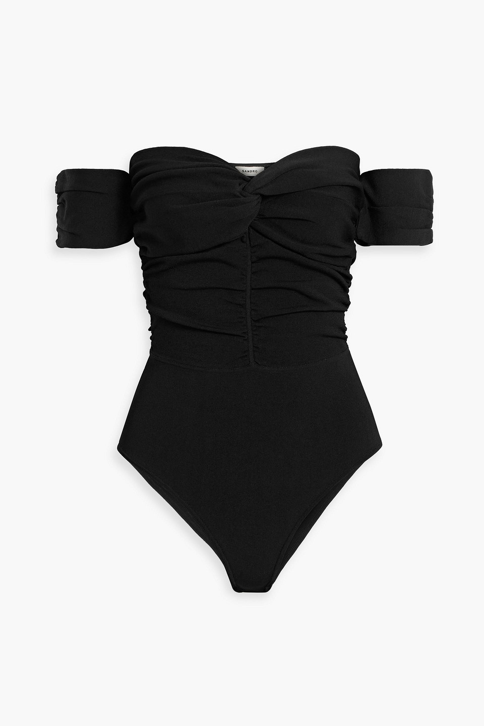 Sandro Off-the-shoulder Twisted Stretch-knit Bodysuit