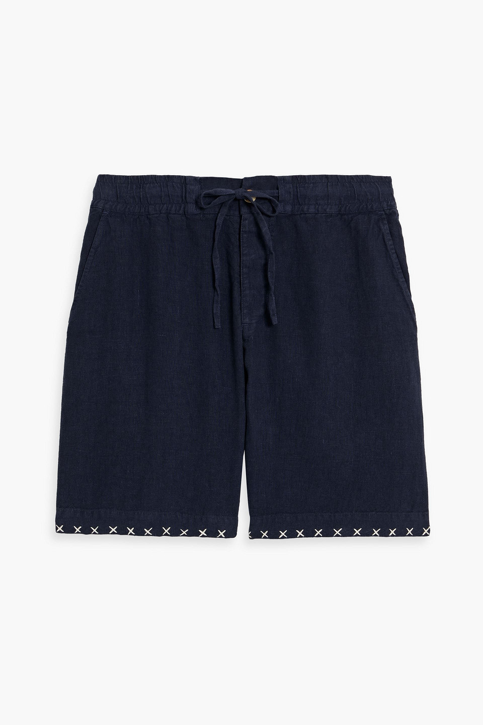 Sulfur embroidered linen drawstring shorts
