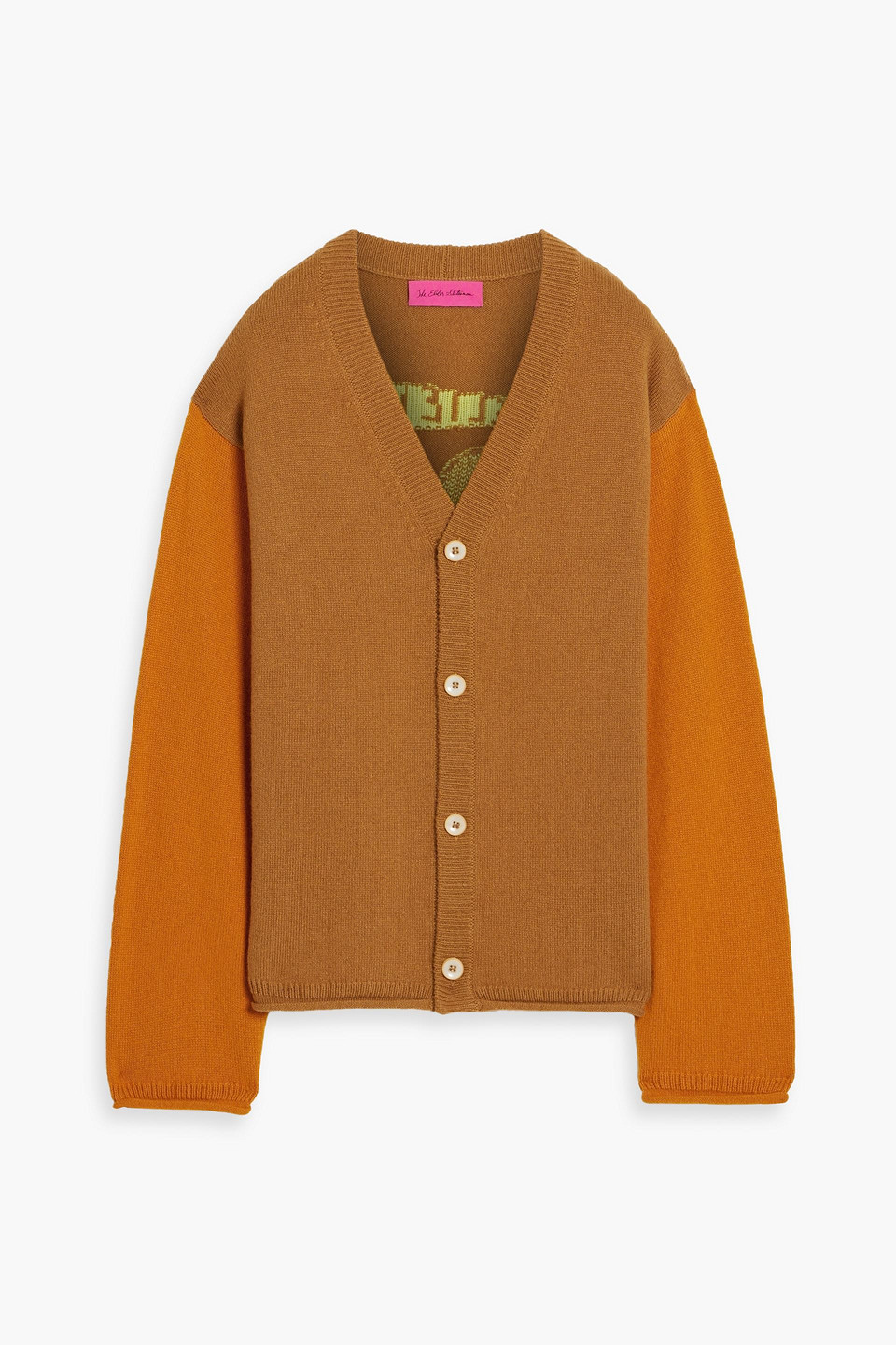 The Elder Statesman Love And Aliens Jacquard-knit Cashmere Cardigan In Brown