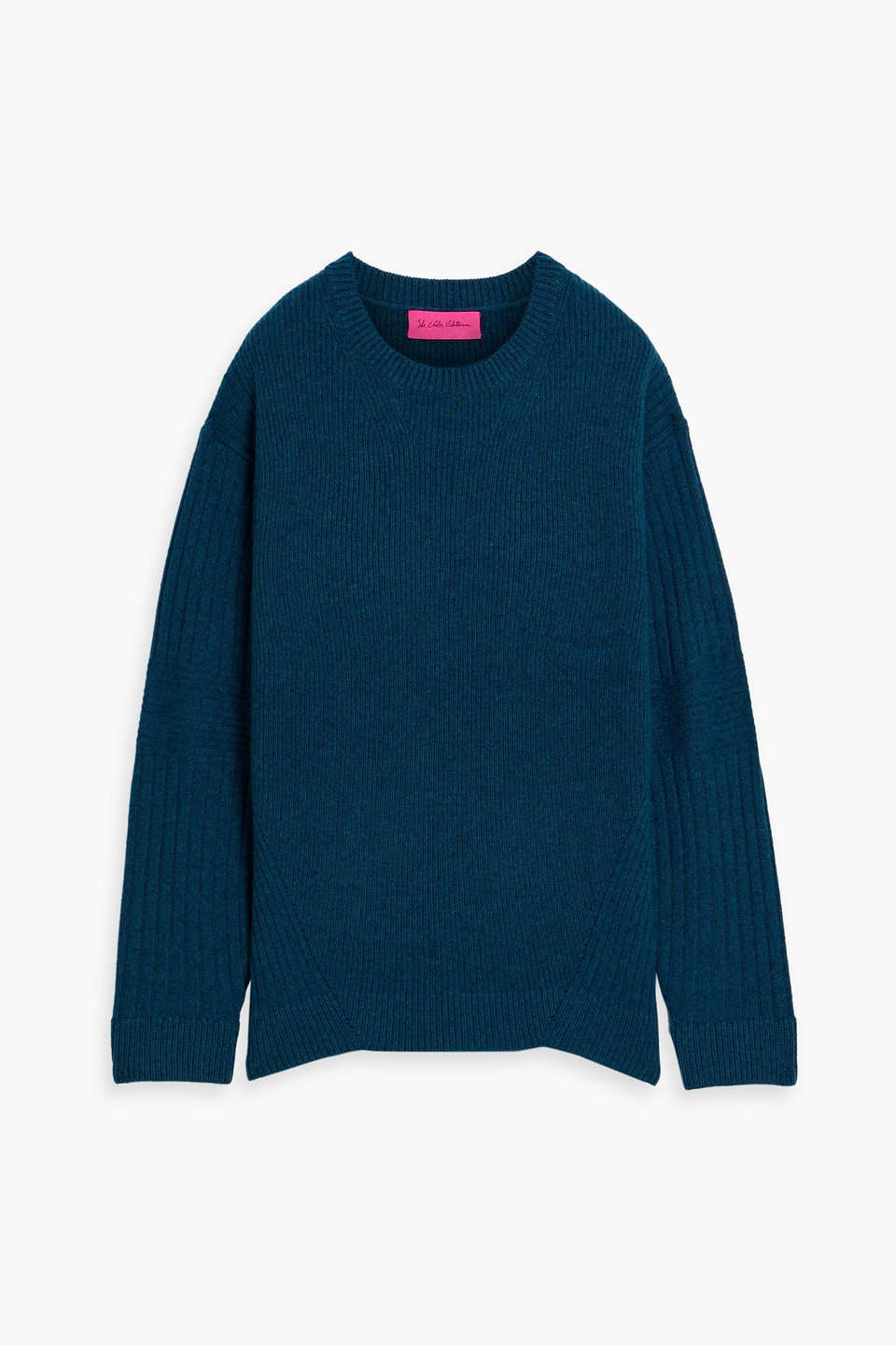 The Elder Statesman Spliced Ribbed Cashmere Sweater In Blue