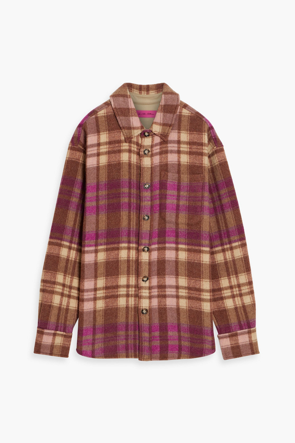 The Elder Statesman Checked Wool-blend Felt Overshirt In Multi