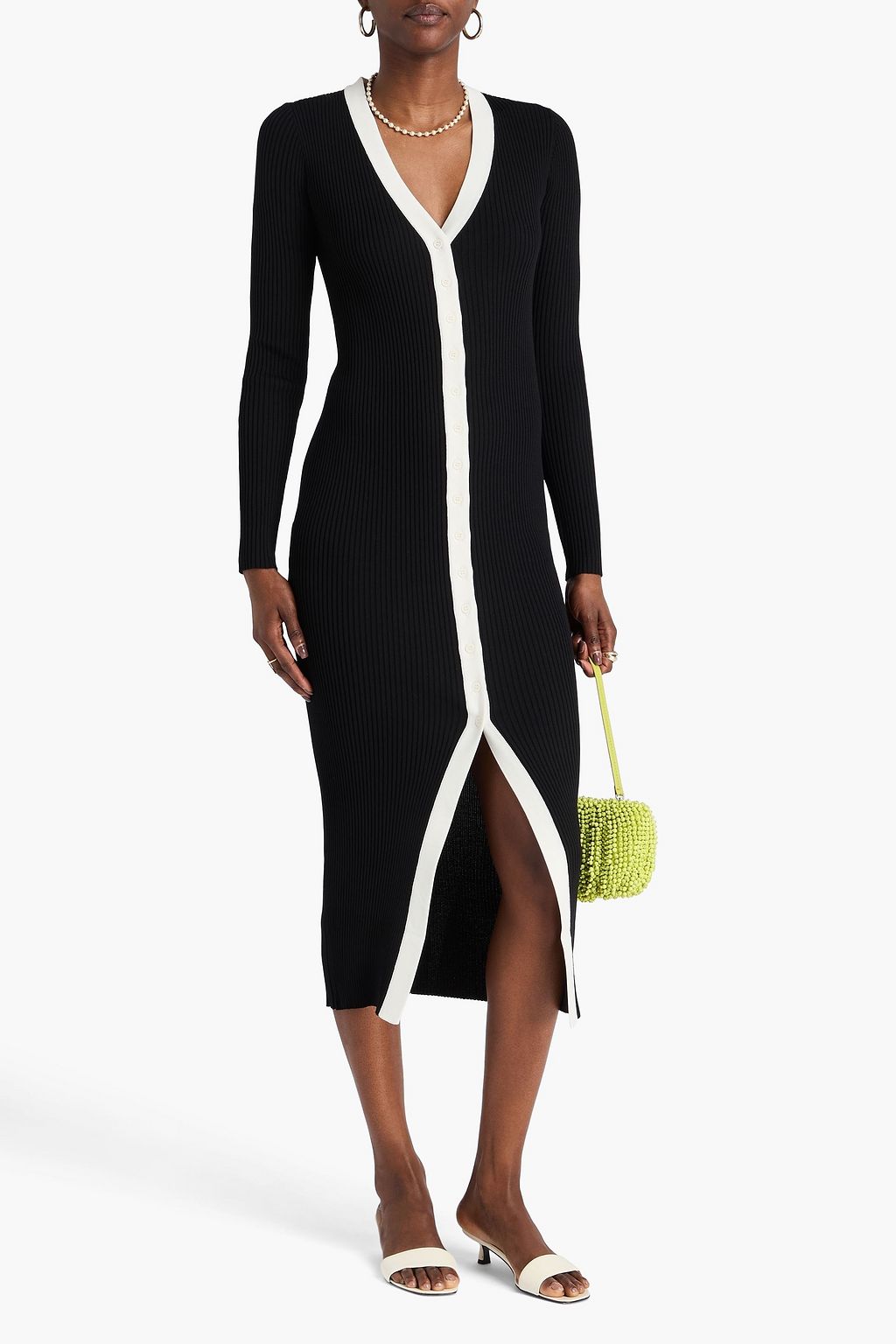 STAUD Shoko ribbed-knit midi dress