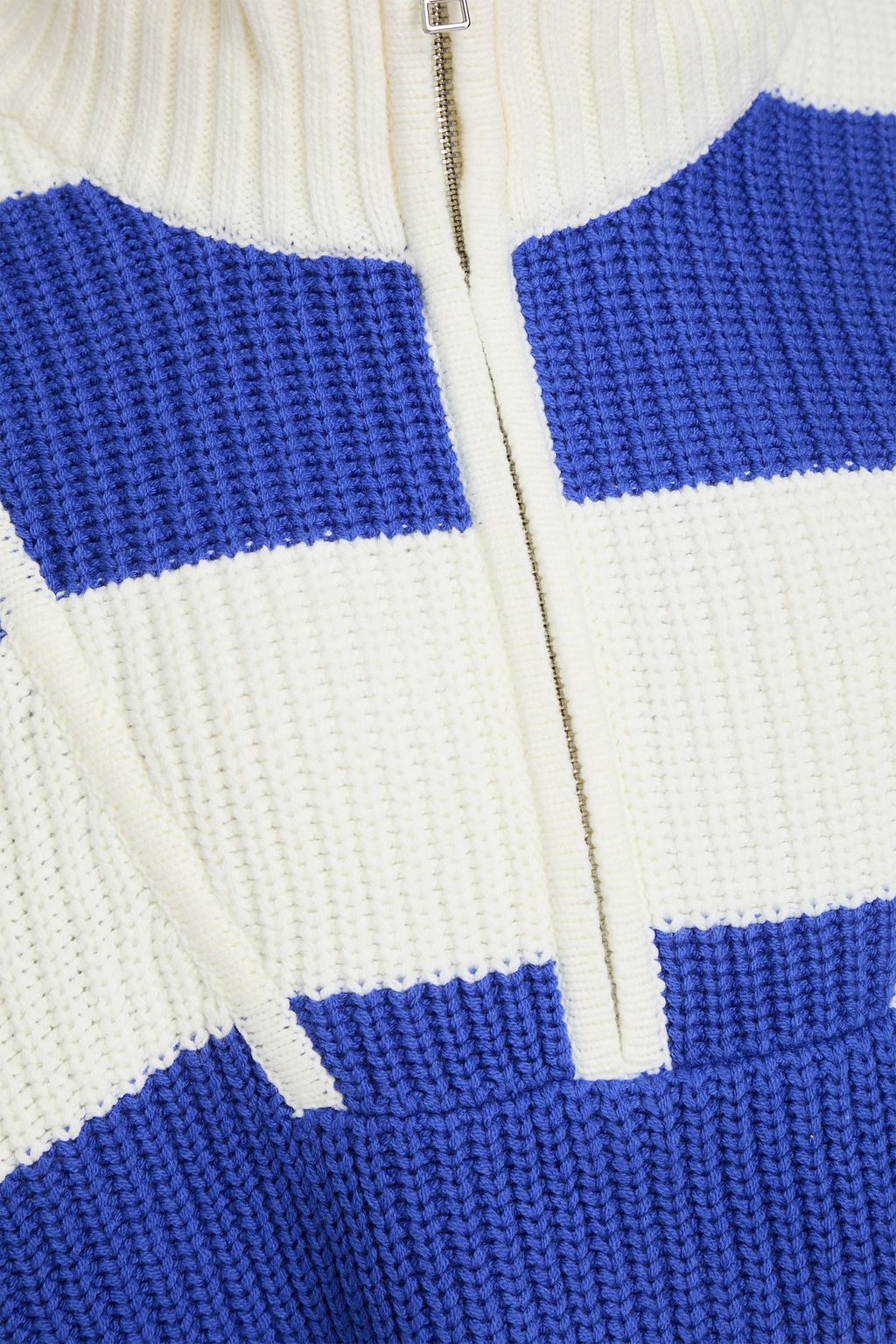 STAUD Ribbed striped cotton-blend sweater