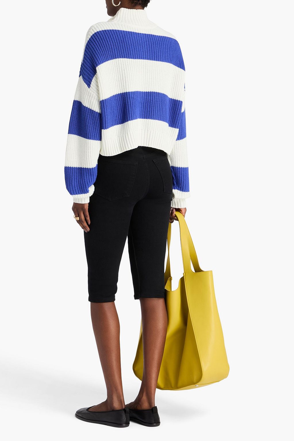 STAUD Ribbed striped cotton-blend sweater