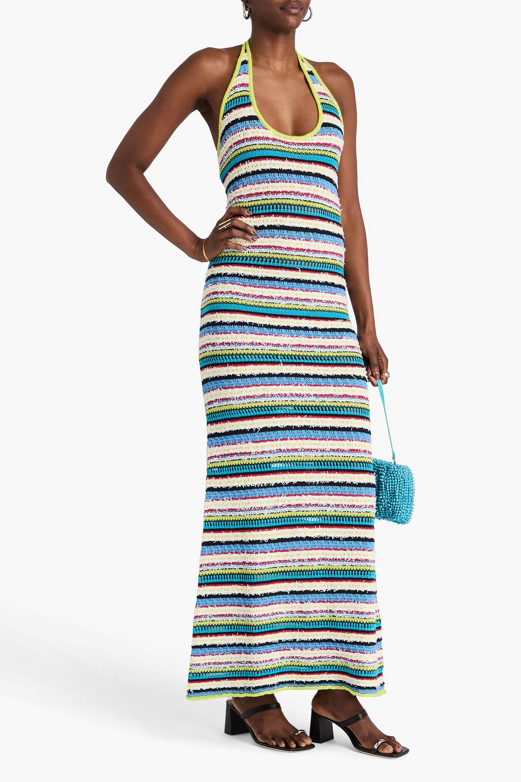 STAUD Annabella crochet-knit halterneck maxi dress