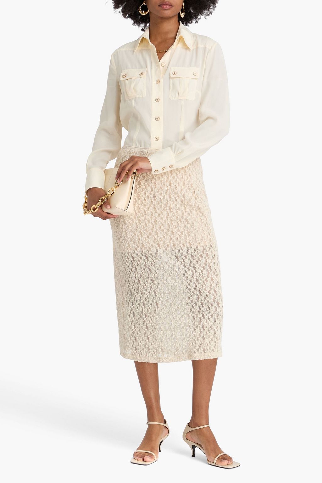ZIMMERMANN クレープデシン シャツ プリント入り