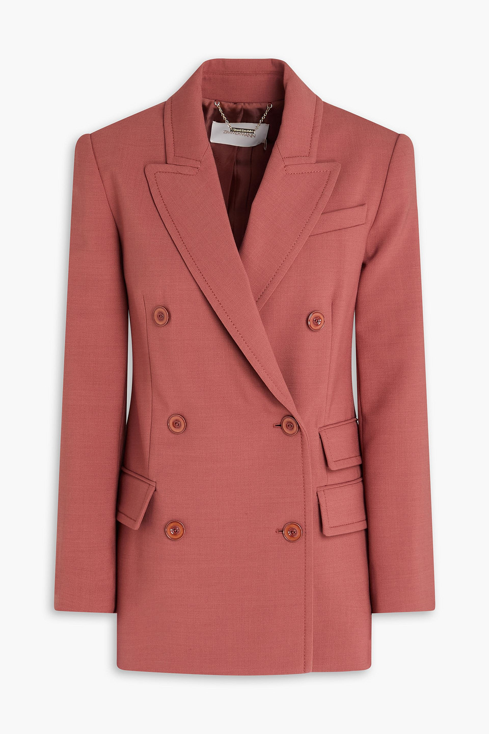 zimmermann - double-breasted crepe blazer - pink - 00