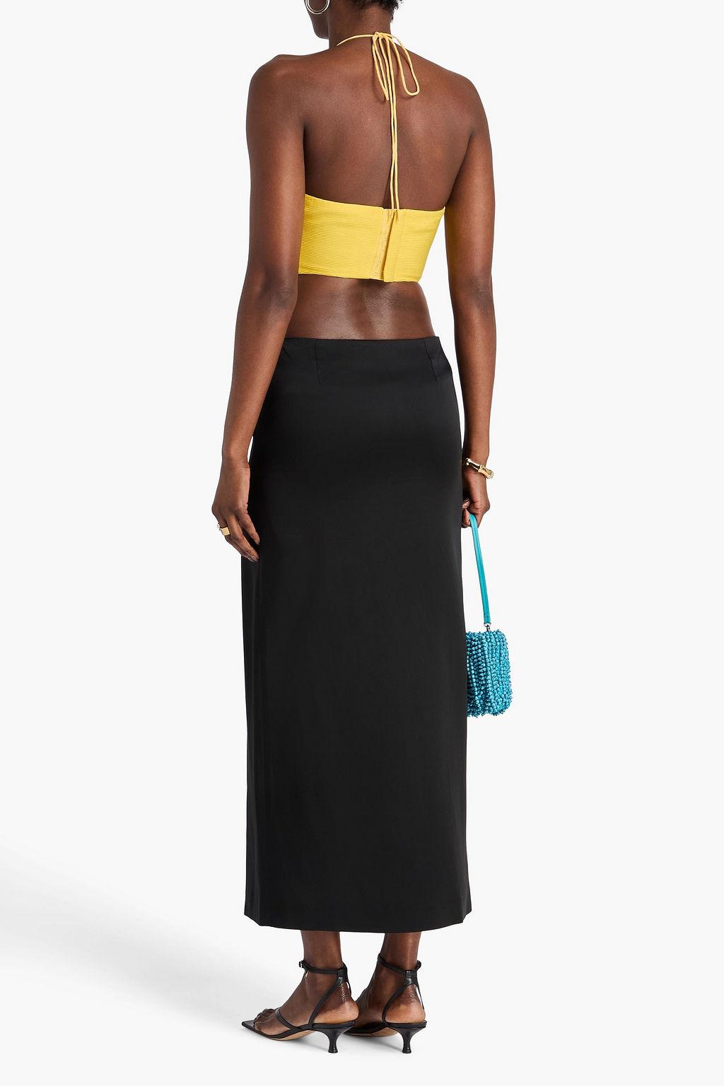 STAUD Kyra cropped ottoman halterneck top