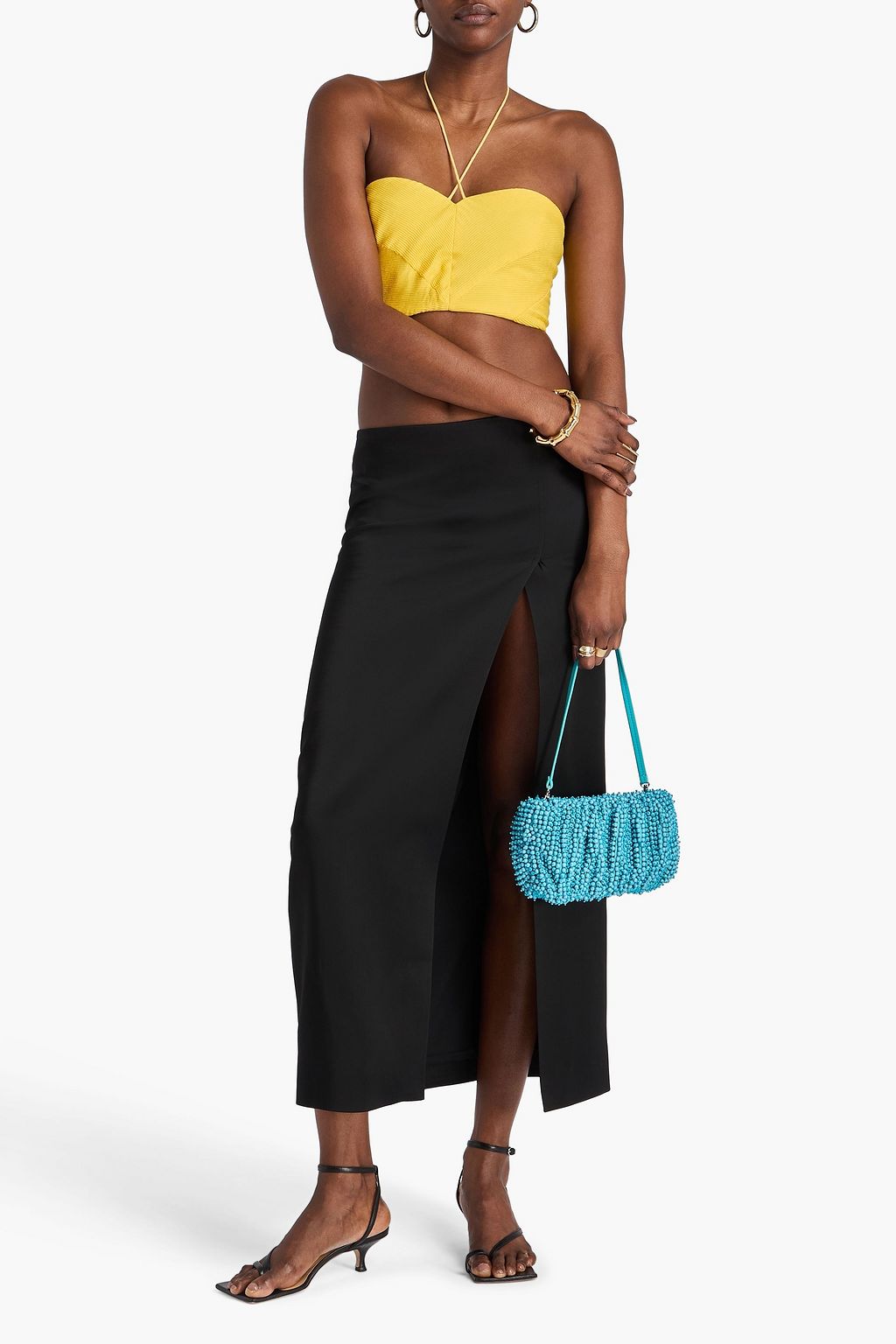 STAUD Kyra cropped ottoman halterneck top