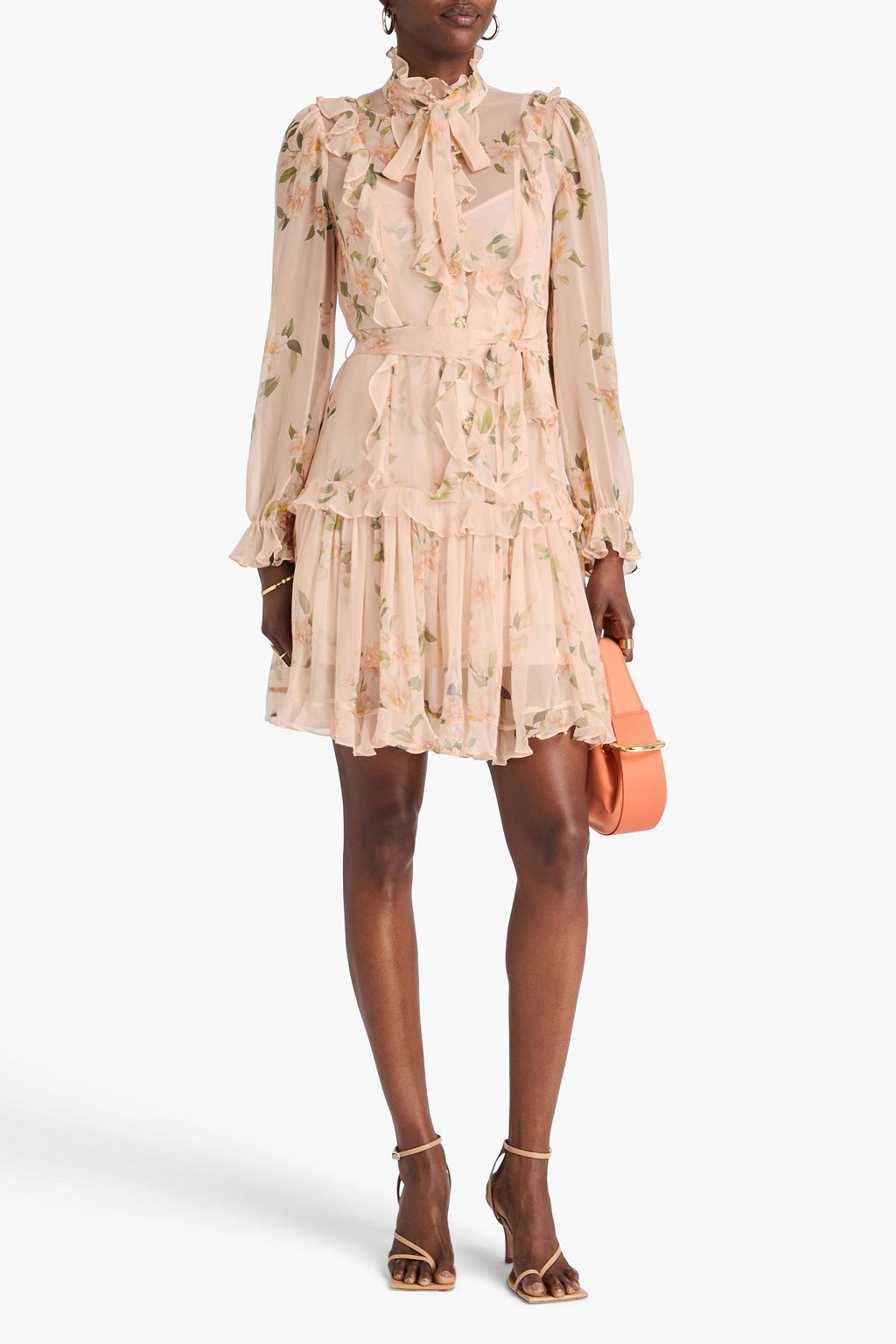 ZIMMERMANN シルクジョーゼット ミニワンピース ラッフル付き フローラルプリント