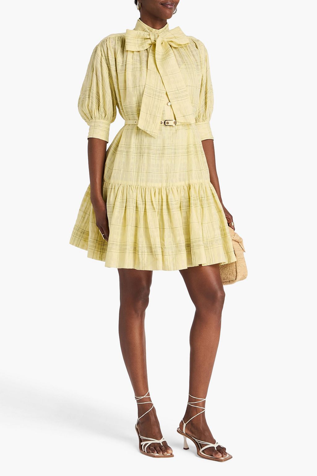 ZIMMERMANN Harmony Check Mini Dress - Yellow - 2