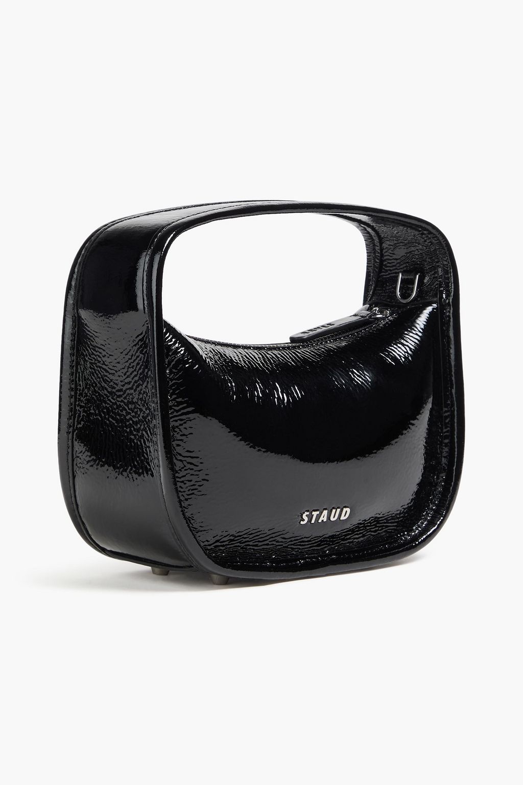 STAUD Venice crinkled patent-leather tote