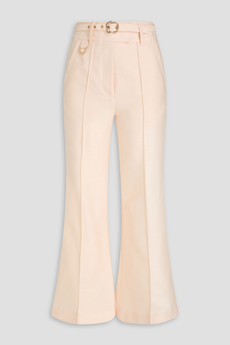 Zimmermann Belted Wool And Silk-blend Flared Pants In White