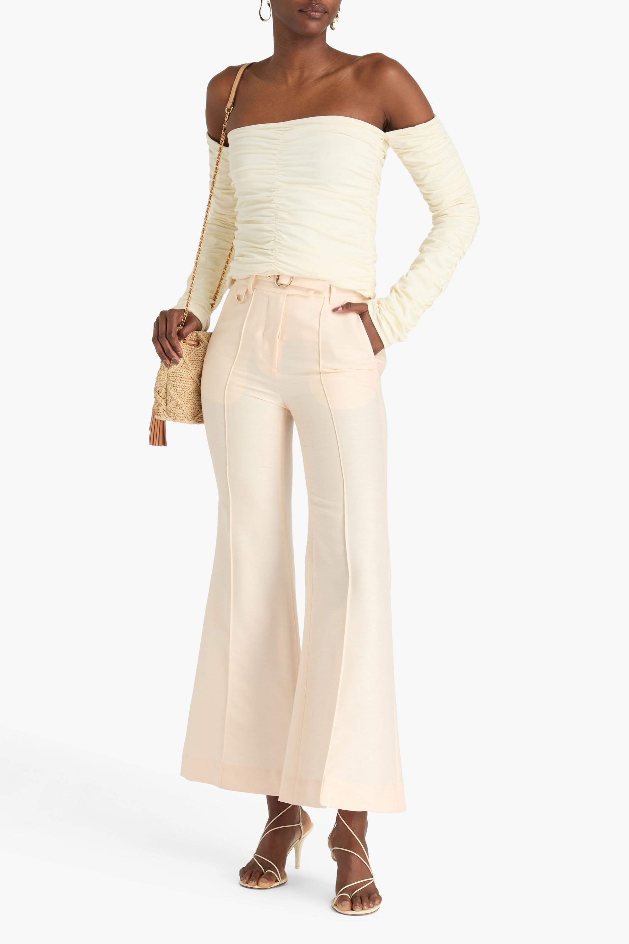 Zimmermann Belted wool and silk-blend flared pants