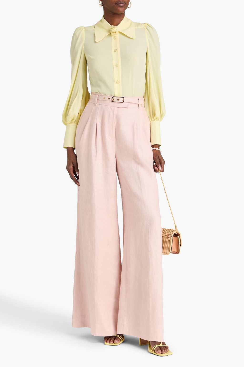 ZIMMERMANN Belted linen wide-leg pants | THE OUTNET