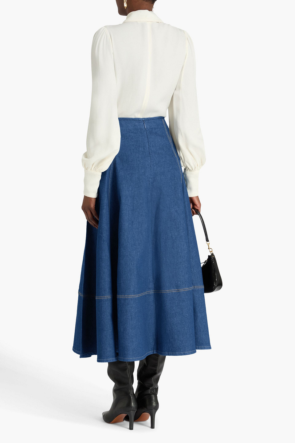 Zimmermann Denim Midi Skirt In Blue