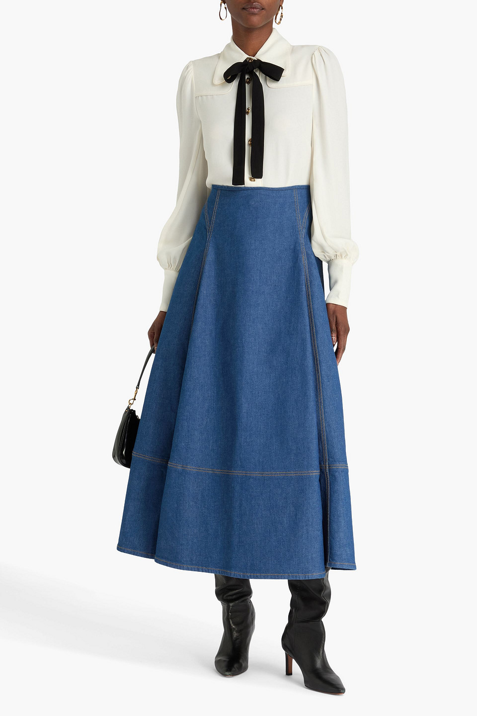 Zimmermann Denim Midi Skirt In Blue