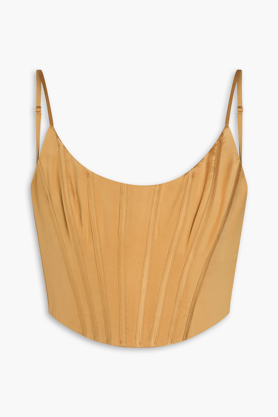 Zimmermann Cropped Silk-satin Bustier Top In Yellow